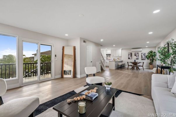Dining room, Interior, Kitchen, Living room, Recessed Lighting, Wood Texture Flooring