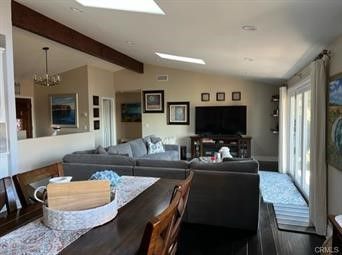 Chandelier, Dining room, Interior, Living room, Recessed Lighting, Wooden Beams, Wood Texture Flooring