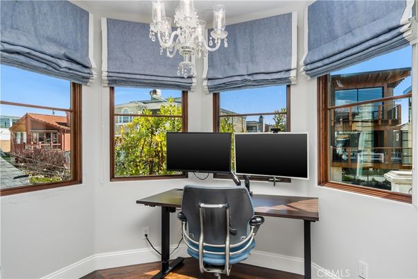 Chandelier, Home Office, Interior, Wood Texture Flooring
