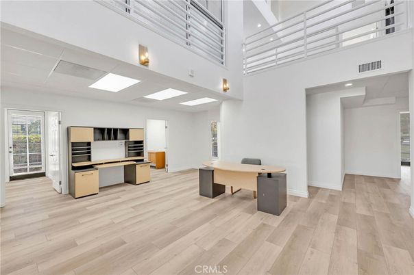 Home Office, Interior, Kitchen, Recessed Lighting, Stainless Steel Appliances, Wood Texture Flooring