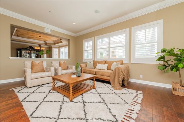 Chandelier, Interior, Living room, Recessed Lighting, Wood Texture Flooring