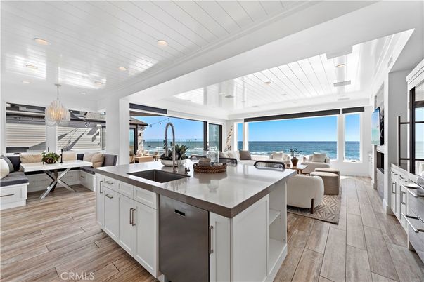 Dining room, Interior, Kitchen, Living room, Pendant Lights, Recessed Lighting, Water, Wood Texture Flooring