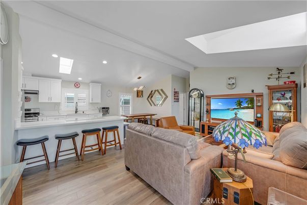 Interior, Kitchen, Living room, Recessed Lighting, Stainless Steel Appliances, Wood Texture Flooring