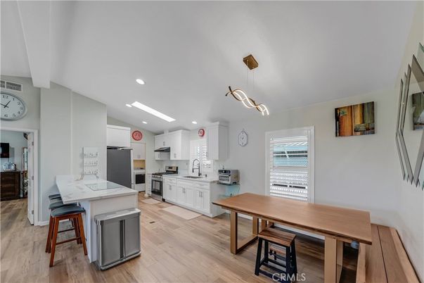 Interior, Kitchen, Pendant Lights, Recessed Lighting, Wood Texture Flooring