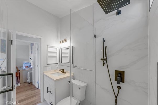 Bathroom, Interior, Marble Walls, Wood Texture Flooring