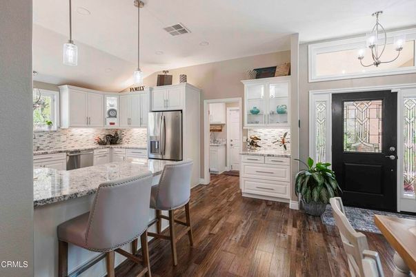 Interior, Kitchen, Pendant Lights, Stainless Steel Appliances, Wood Texture Flooring