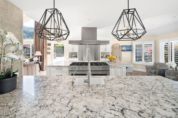 Chandelier, Interior, Kitchen, Pendant Lights, Recessed Lighting, Stainless Steel Appliances