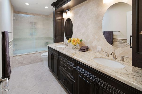 Bathroom, Dual Sink Vanities, Glass Shower, Interior, Recessed Lighting