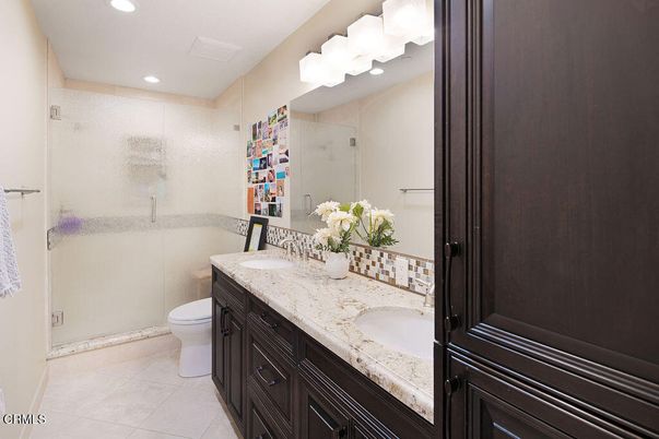 Bathroom, Dual Sink Vanities, Glass Shower, Interior, Recessed Lighting