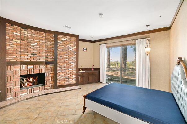Fireplace, Interior, Pendant Lights, Stone Walls
