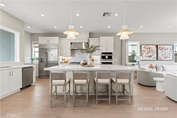 Interior, Kitchen, Living room, Pendant Lights, Recessed Lighting, Stainless Steel Appliances, Wood Texture Flooring