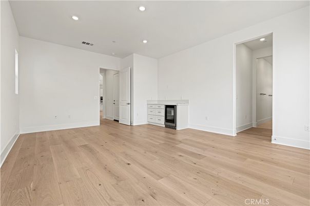 Empty room, Fireplace, Interior, Recessed Lighting, Wood Texture Flooring