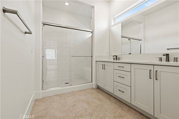 Bathroom, Dual Sink Vanities, Glass Shower, Interior, Recessed Lighting