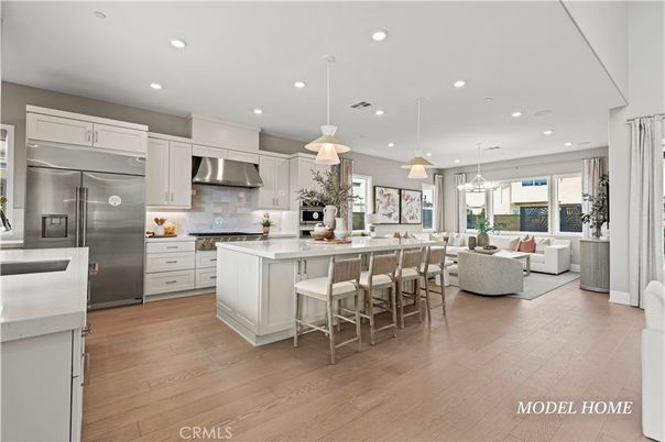 Interior, Kitchen, Living room, Pendant Lights, Recessed Lighting, Stainless Steel Appliances, Wood Texture Flooring