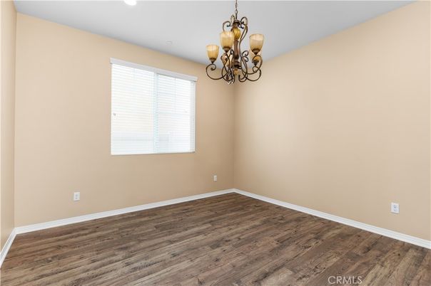 Chandelier, Empty room, Interior, Recessed Lighting, Wood Texture Flooring