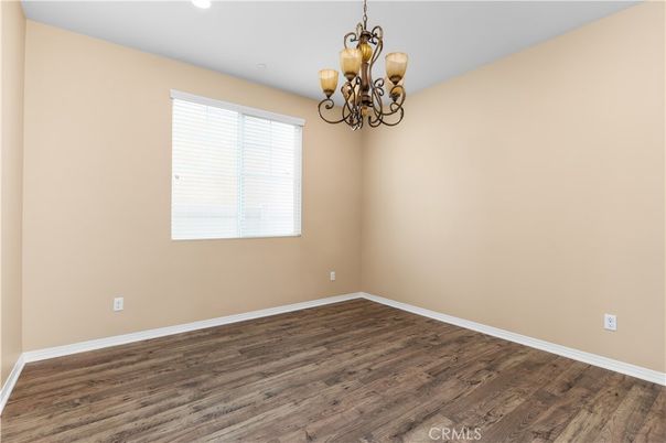 Chandelier, Empty room, Interior, Recessed Lighting, Wood Texture Flooring