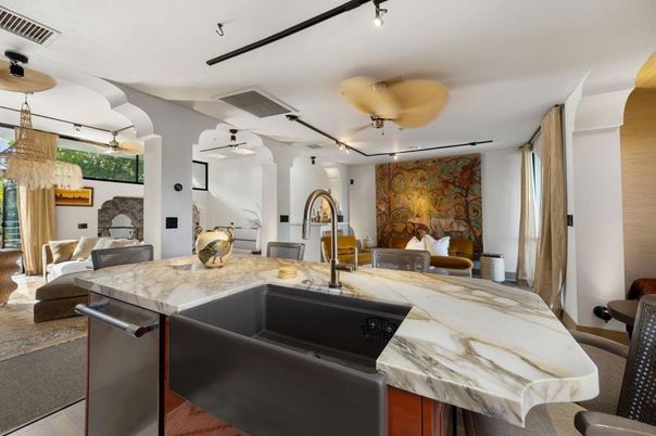 Interior, Kitchen, Pendant Lights, Recessed Lighting, Wood Texture Flooring