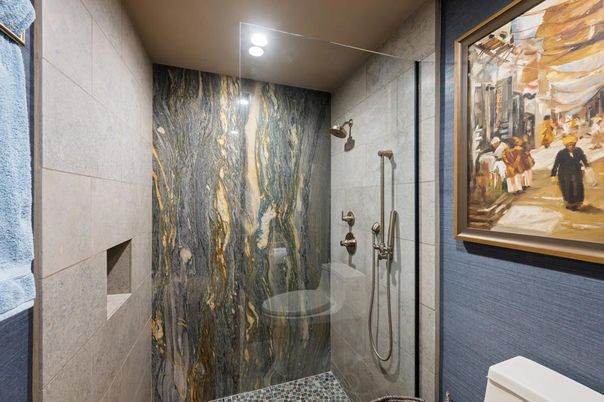 Bathroom, Glass Shower, Interior, Recessed Lighting