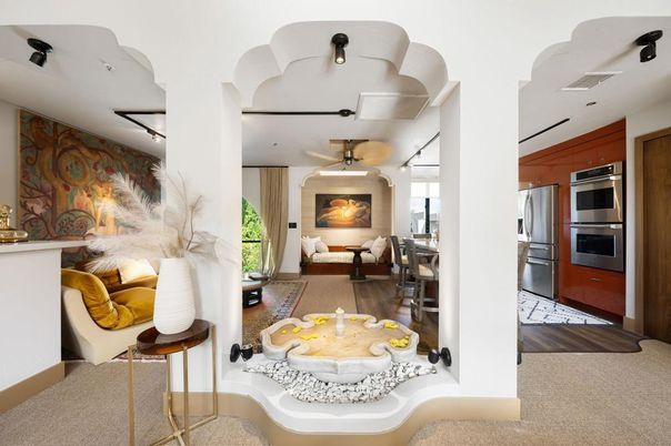 Dining room, Interior, Kitchen, Living room, Stainless Steel Appliances, Wood Texture Flooring