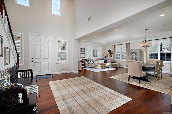 Dining room, Interior, Living room, Pendant Lights, Recessed Lighting, Wood Texture Flooring