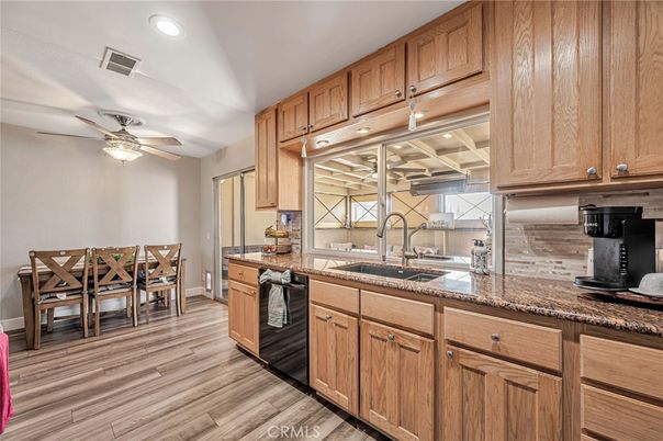 Dining room, Interior, Kitchen, Recessed Lighting, Wood Texture Flooring