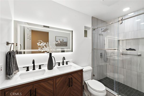 Bathroom, Glass Shower, Interior, Recessed Lighting