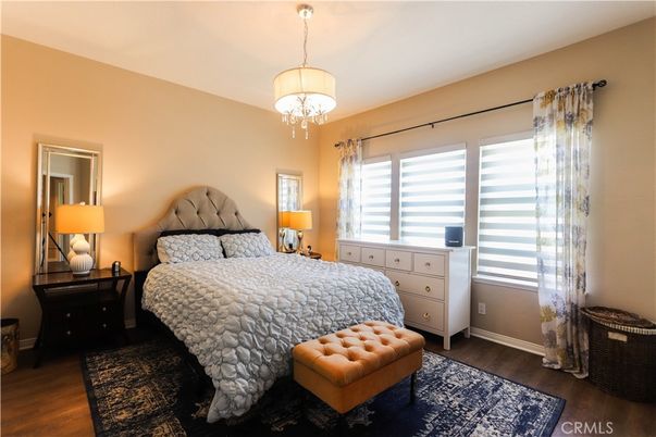 Bedroom, Chandelier, Interior, Wood Texture Flooring