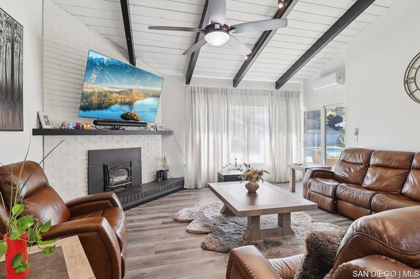 Fireplace, Interior, Living room, Stone Walls, Wood Texture Flooring