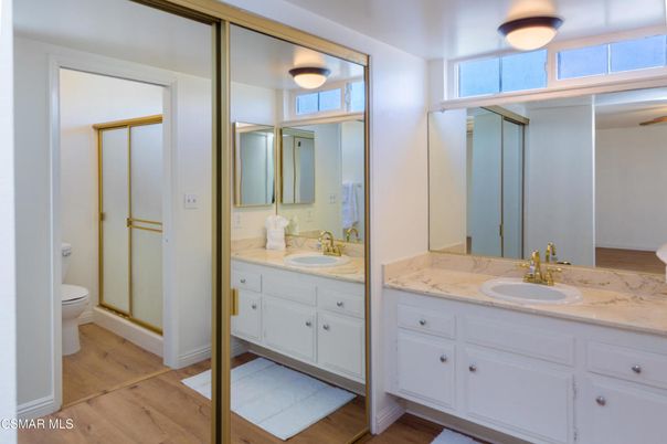 Bathroom, Dual Sink Vanities, Interior, Wood Texture Flooring