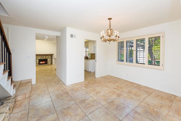 Chandelier, Empty room, Fireplace, Interior