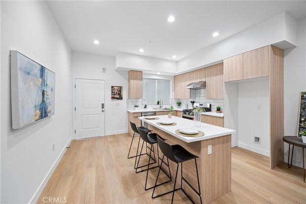 Interior, Kitchen, Recessed Lighting, Wood Texture Flooring