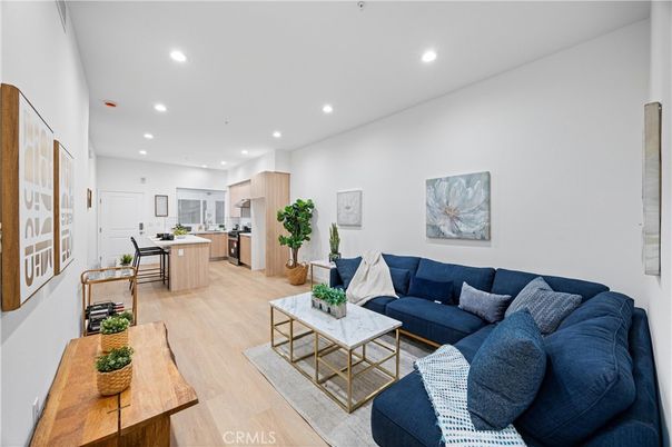 Interior, Kitchen, Living room, Recessed Lighting, Wood Texture Flooring