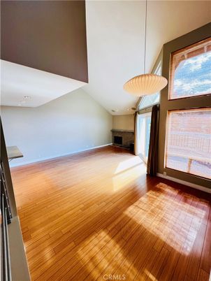 Empty room, Interior, Pendant Lights, Recessed Lighting, Wood Texture Flooring