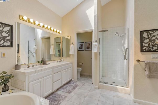 Bathroom, Dual Sink Vanities, Glass Shower, Interior, Tile Countertops