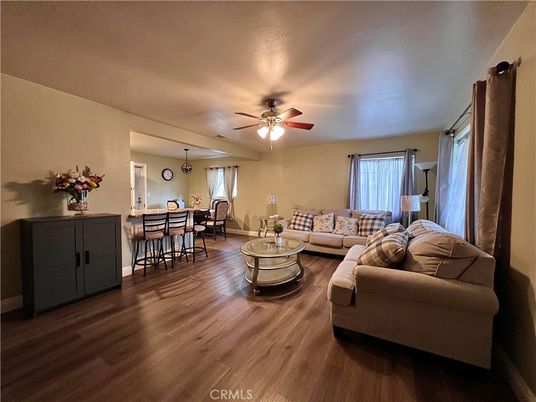 Dining room, Interior, Living room, Pendant Lights, Wood Texture Flooring