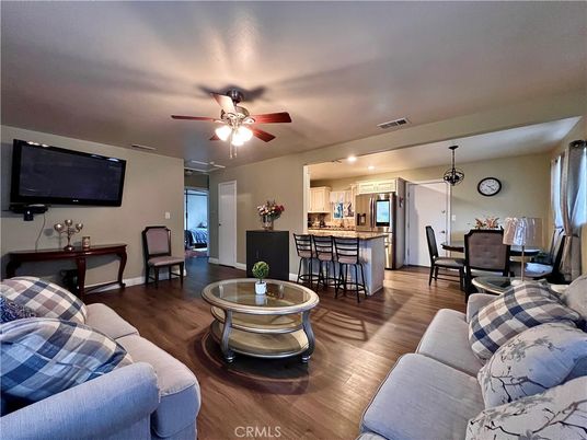 Dining room, Interior, Kitchen, Living room, Pendant Lights, Wood Texture Flooring
