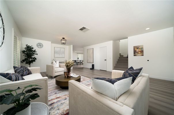 Interior, Living room, Recessed Lighting, Wood Texture Flooring