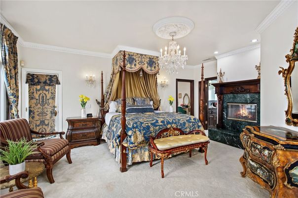 Bedroom, Chandelier, Fireplace, Interior, Recessed Lighting