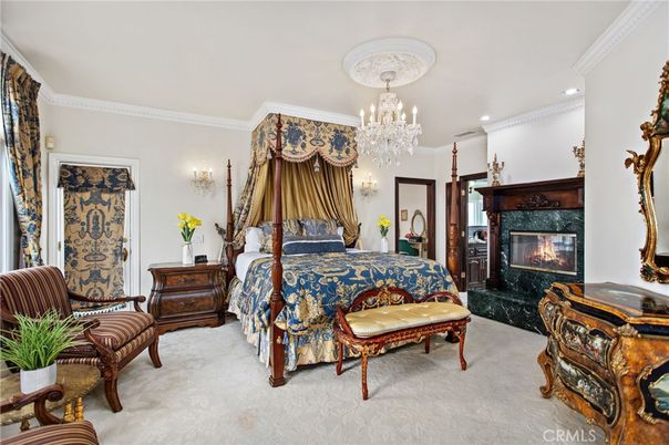 Bedroom, Chandelier, Fireplace, Interior, Recessed Lighting