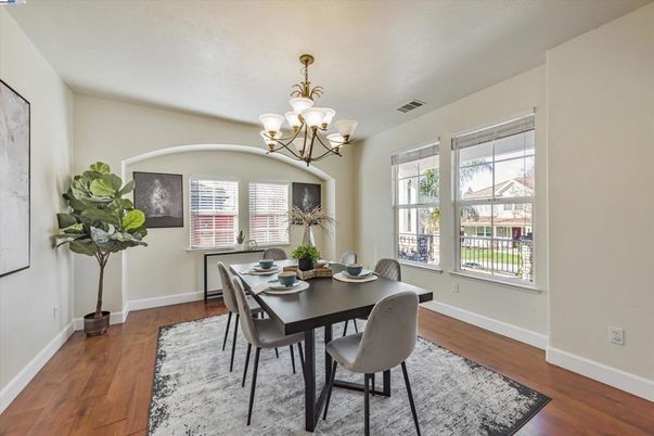 Chandelier, Dining room, Interior, Wood Texture Flooring