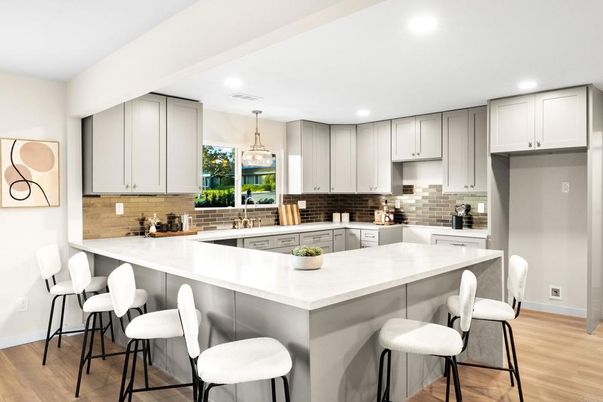 Interior, Kitchen, Pendant Lights, Recessed Lighting, Wood Texture Flooring