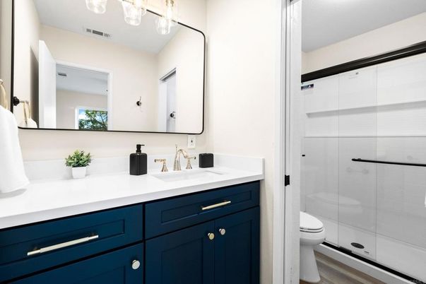 Bathroom, Dual Sink Vanities, Glass Shower, Interior