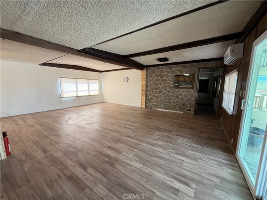 Empty room, Interior, Stone Walls, Wooden Beams, Wood Texture Flooring