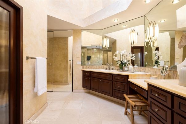 Bathroom, Dual Sink Vanities, Glass Shower, Interior, Recessed Lighting