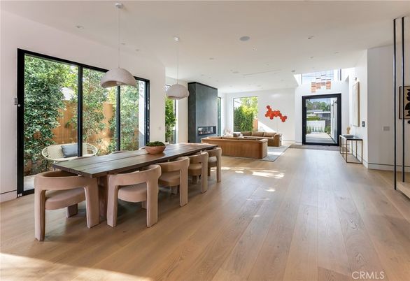 Dining room, Interior, Living room, Pendant Lights, Recessed Lighting, Wood Texture Flooring