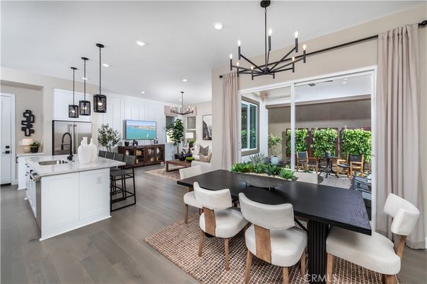 Dining room, Interior, Kitchen, Living room, Pendant Lights, Recessed Lighting, Wood Texture Flooring