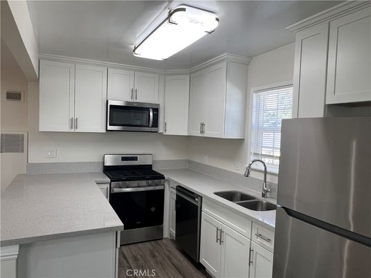 Interior, Kitchen, Stainless Steel Appliances, Wood Texture Flooring