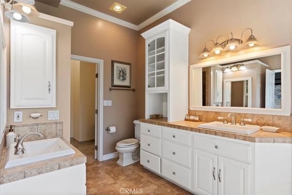 Bathroom, Dual Sink Vanities, Interior, Recessed Lighting, Tile Countertops