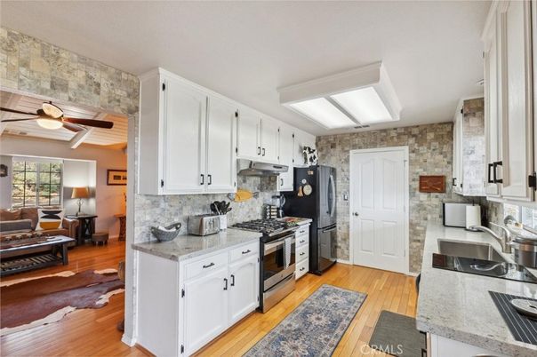 Interior, Kitchen, Stone Walls, Wood Texture Flooring