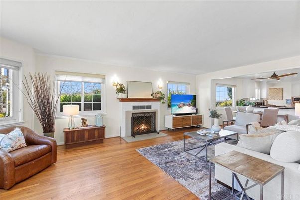 Dining room, Fireplace, Interior, Living room, Wood Texture Flooring